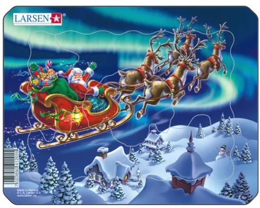 Puzzle Cadre - Le Père Noël dans les Lumières Nordiques Puzzle Cadre - Le Père Noël dans les Lumières Nordiques