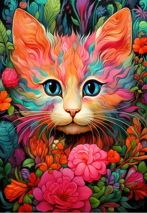 Chaton et Fleurs Chaton et Fleurs