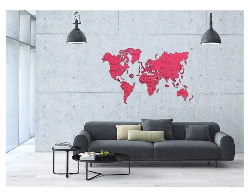 Puzzle en Bois - Carte du Monde XXL (Corail) Wooden.City