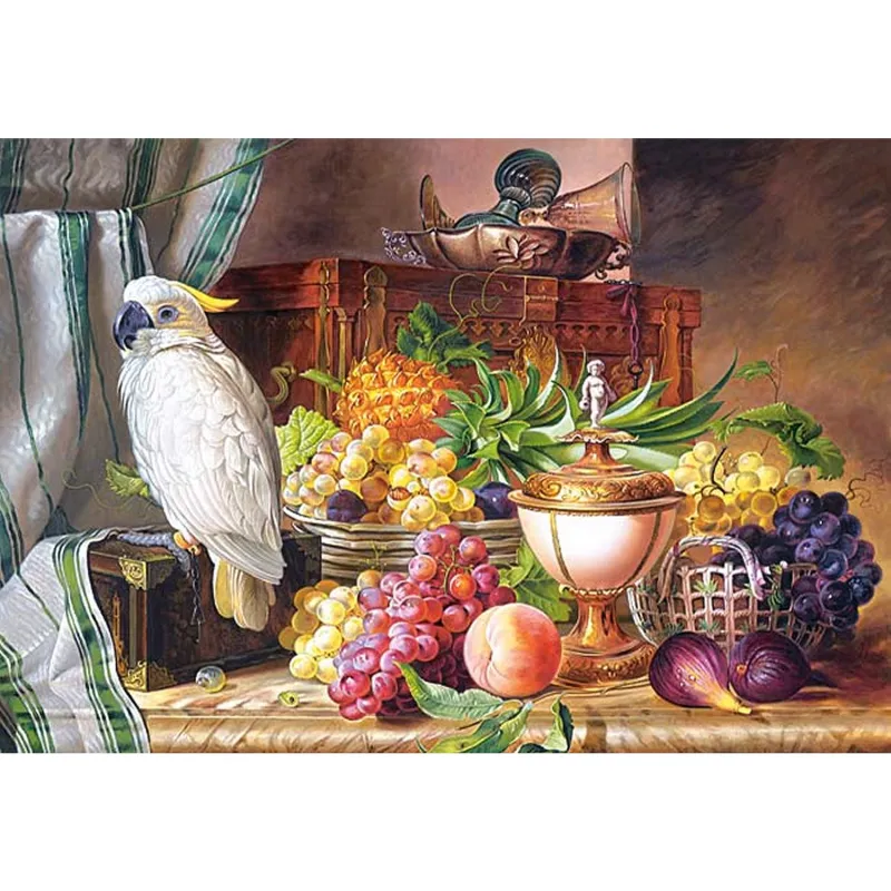 Josef Schuster : Nature Morte Fruits et Perroquet Josef Schuster : Nature Morte Fruits et Perroquet