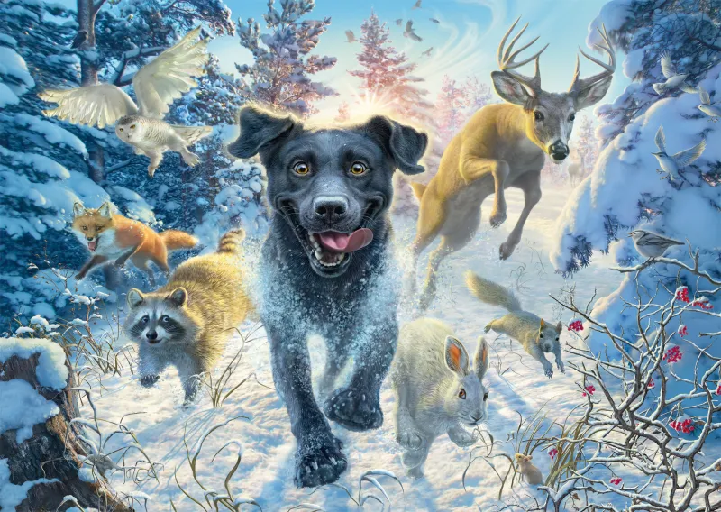 Labrador Noir dans la Neige Labrador Noir dans la Neige