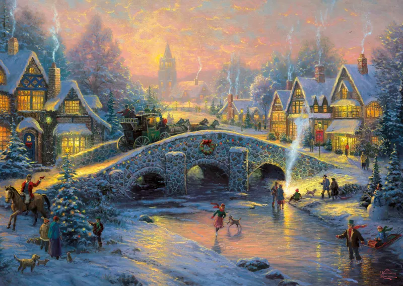 Thomas Kinkade : Village en hiver Thomas Kinkade : Village en hiver