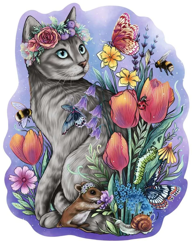 Puzzle en Bois - Chat Printanier Puzzle en Bois - Chat Printanier