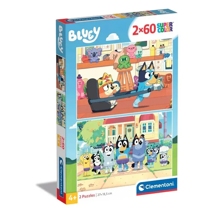 Clementoni, le Puzzle européen Made in Italie - 2 Puzzles - Bluey - 60 ...